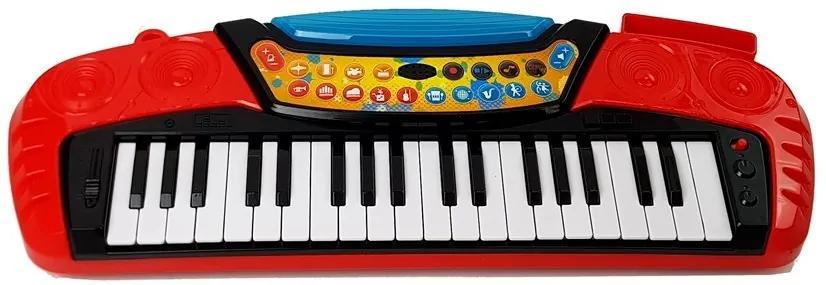 LEAN TOYS Hudobné klávesy so stoličkou a mikrofónom 37 klávesov červené