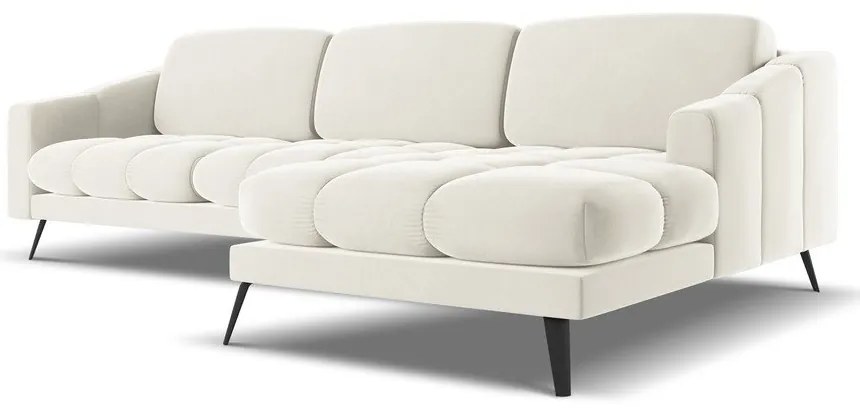 Krémovobiela zamatová rohová pohovka (pravý roh) Nalu – Makamii