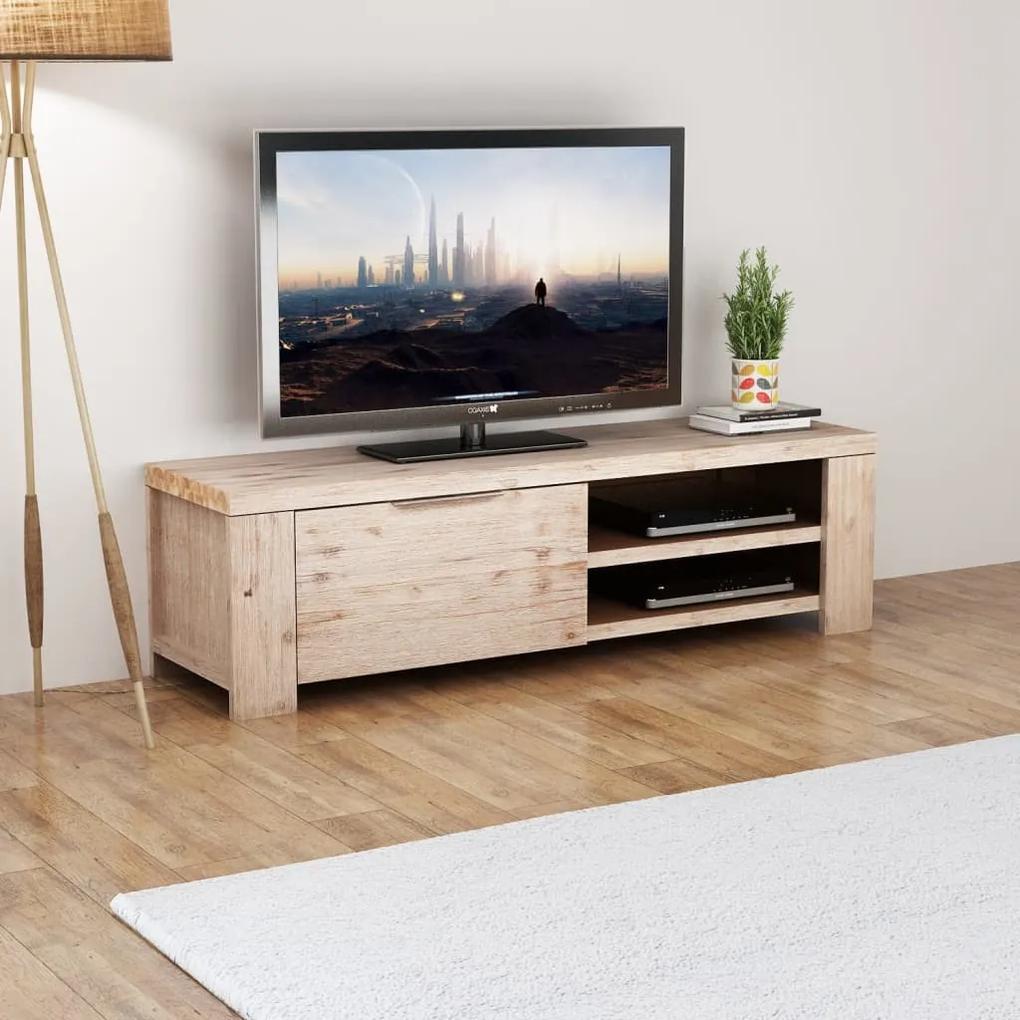 vidaXL Stojan pod TV z brúseného akáciového dreva, 140x38x40 cm