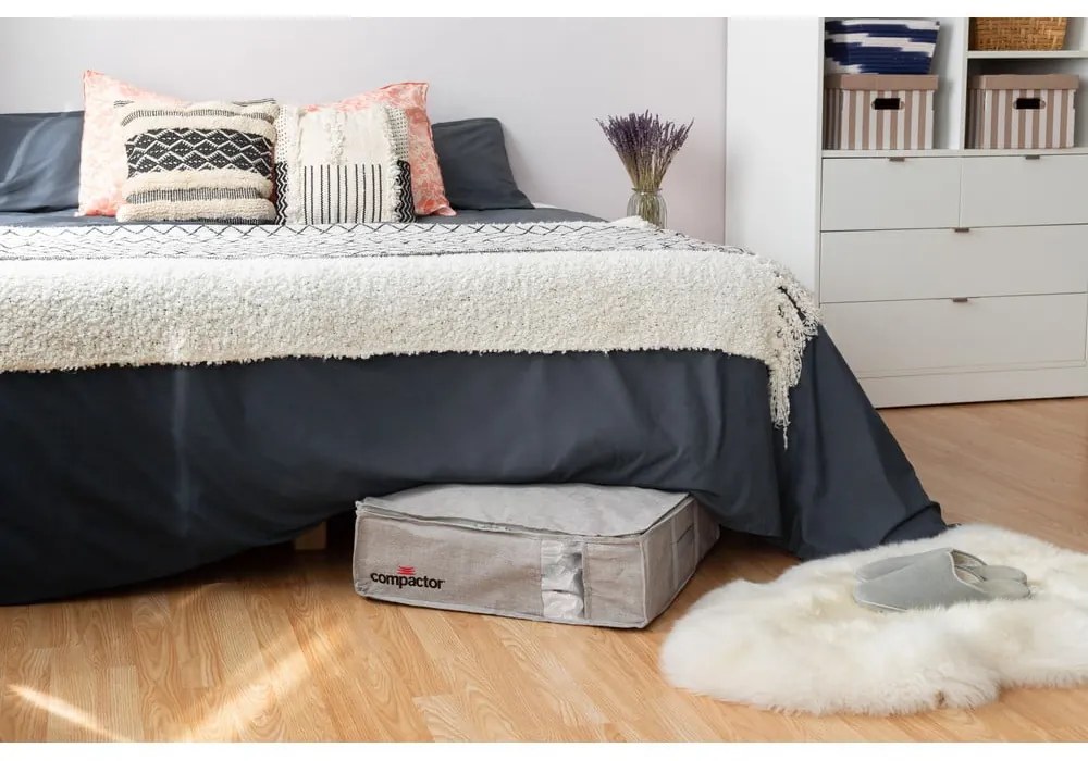 Sivý kompresný úložný box Compactor Oxford, 145 l