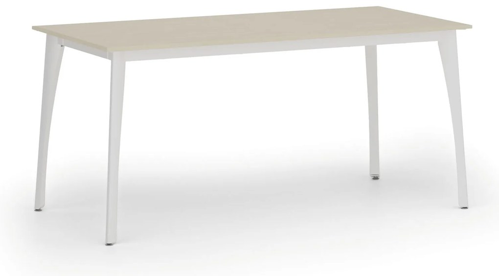 Rokovací kancelársky stôl PRIMO OMEGA, 160x80 cm, biela podnož, breza
