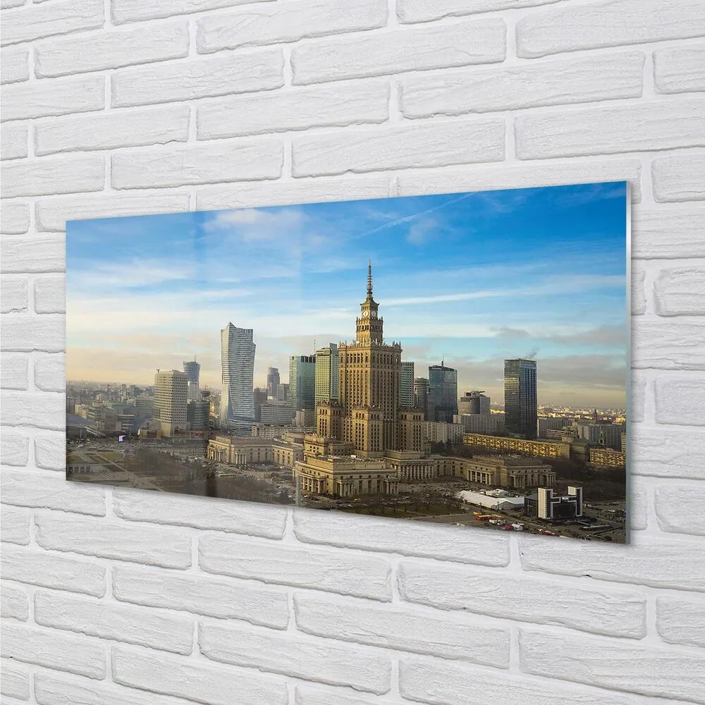 Sklenený obraz Panorama Varšava mrakodrapov 100x50 cm
