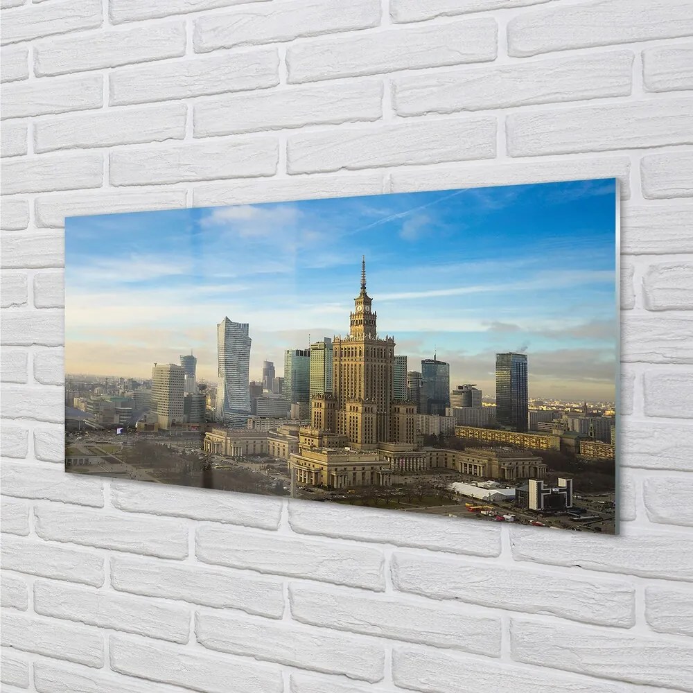 Sklenený obraz Panorama Varšava mrakodrapov 120x60 cm
