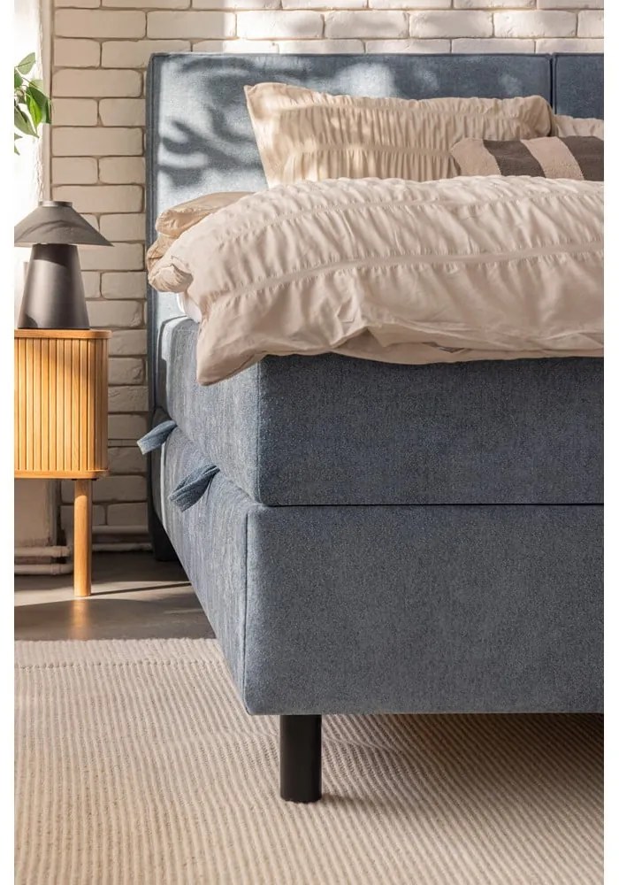 Modrá boxspring posteľ s úložným priestorom 180x200 cm Elva Bold Line – Bonami Selection