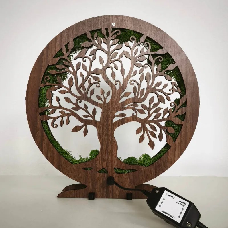 LED lampa Strom života – machová dekorácia na stôl I SENTOP LED0574-ORECH-WENGE