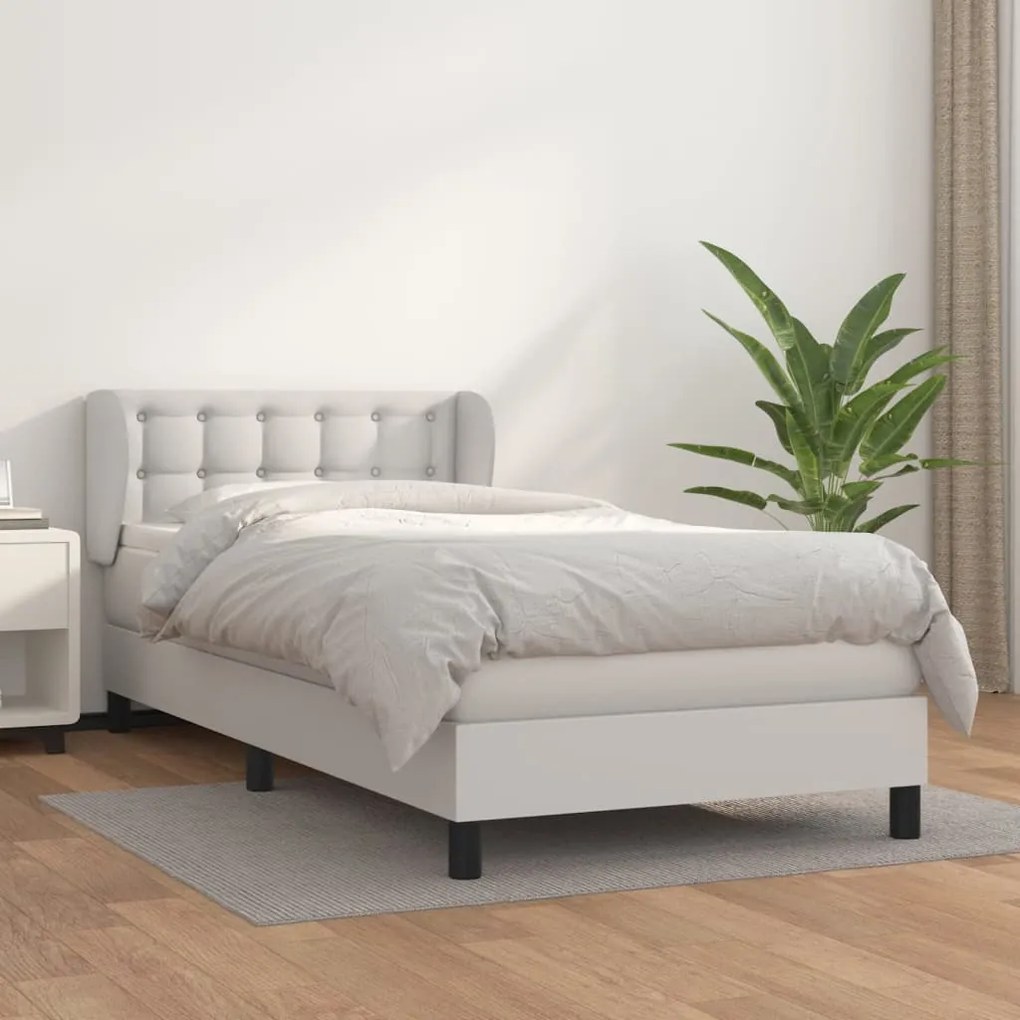 Boxspring posteľ s matracom biela 80x200 cm umelá koža 3127278