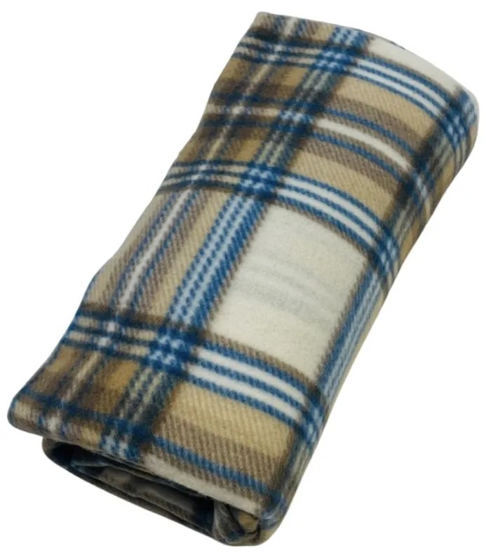 Deka Fleece hnedá karo 150x200cm