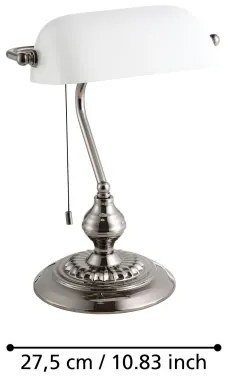Eglo 901019 - Stolná lampa BANKER 1xE27/60W/230V biela/lesklý chróm