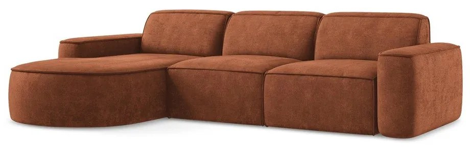 Terakotová ženilková rohová pohovka (ľavý roh/s leňoškou) Omao – Makamii