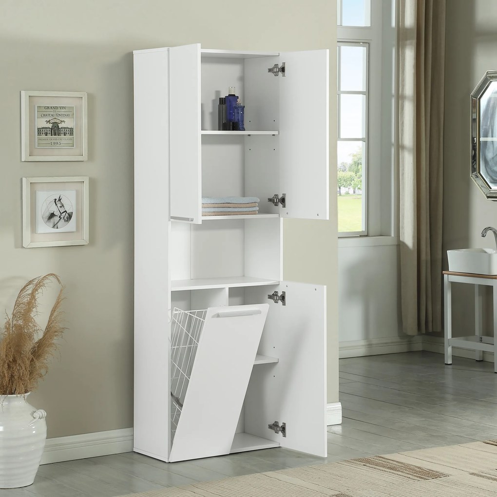 Kúpeľňová skrinka s košom Houseland Nelly matná biela