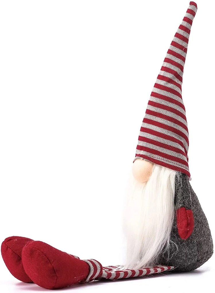 Vianočný škriatok ELF 025 - 60 cm sivý/červený