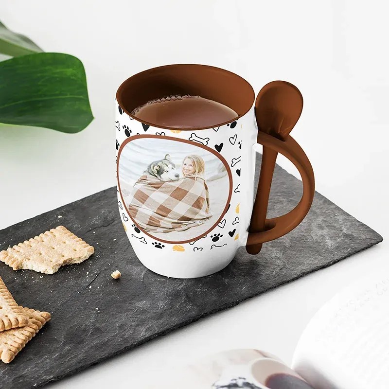 Sablio Barevný Hrnček s lžičkou: 300 ml