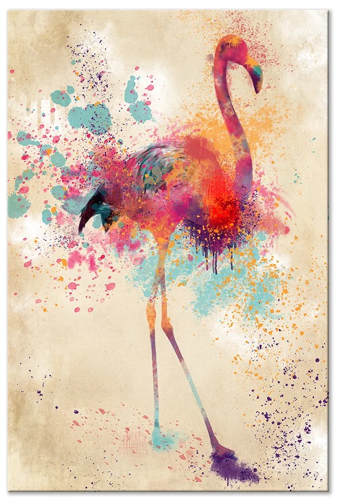 Artgeist Obraz - Watercolor Flamingo (1 Part) Vertical Veľkosť: 40x60, Verzia: Premium Print