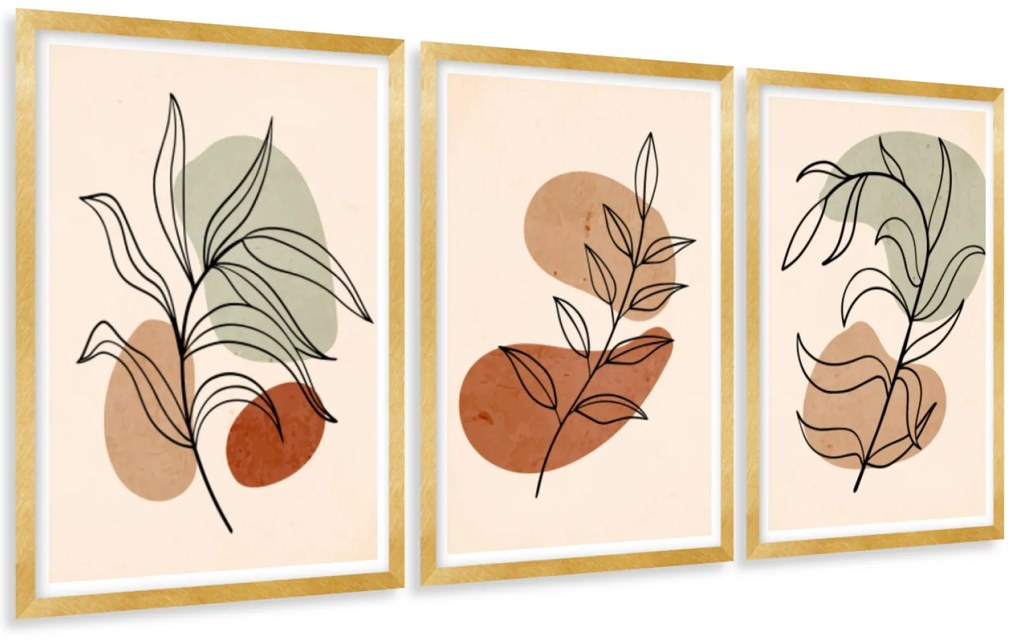 Gario Sada plagátov Flower abstraction - 3 dielna Farba rámu: Bez rámu, Rozmery: 135 x 63 cm
