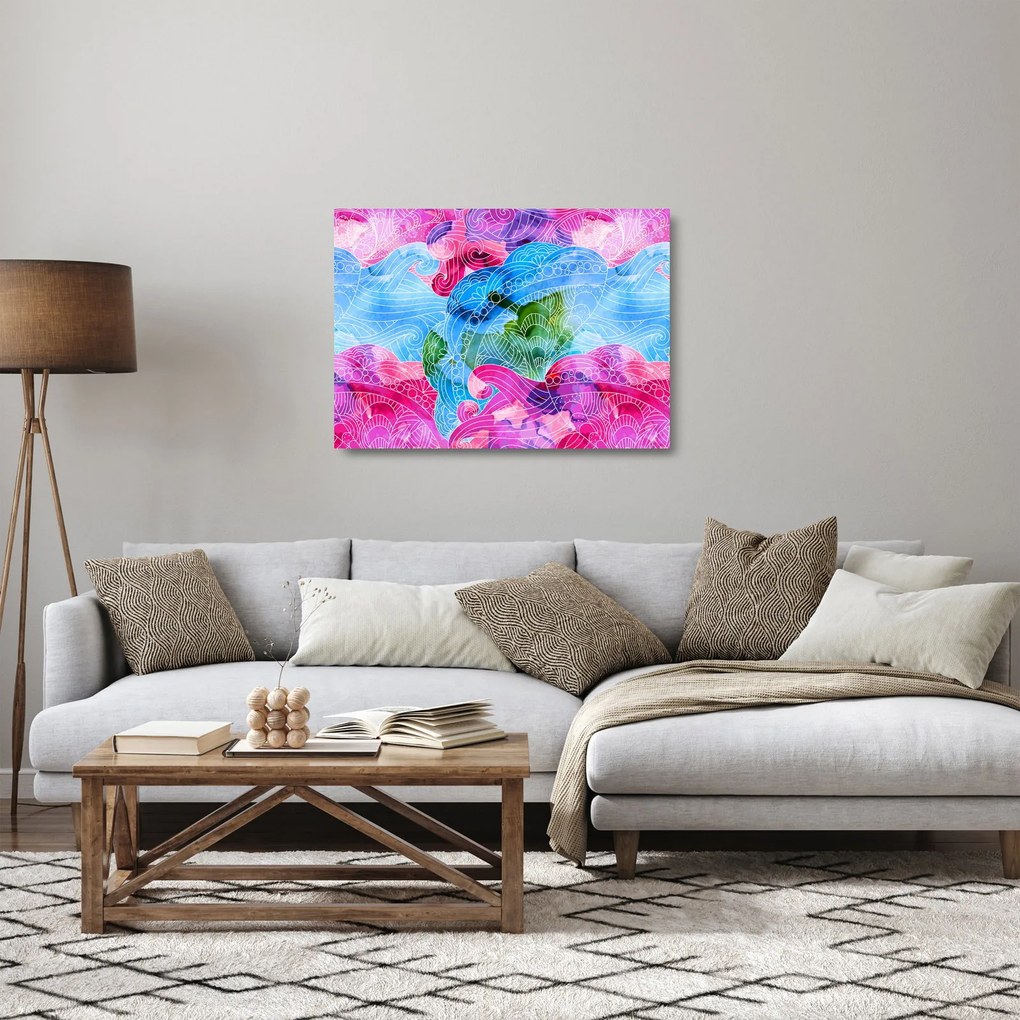 Sklenený obraz - Farebné vlny (70x50 cm)