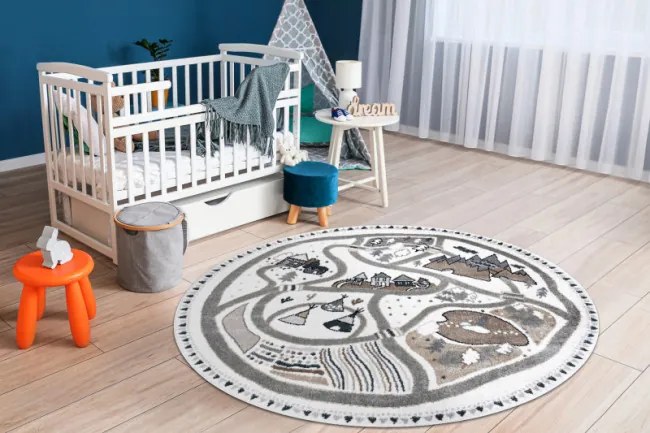 Koberec FUN Land dedina, ulica - krémový kruh