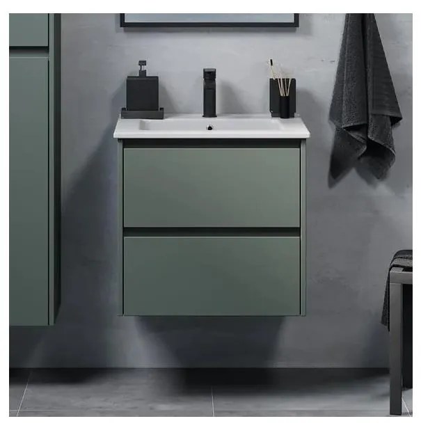 Kúpeľňová skrinka s umývadlom MOLDE 60 cm zelená