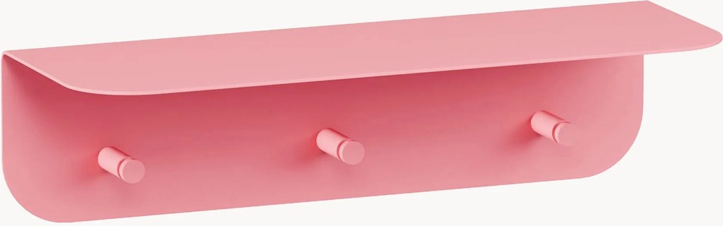 Kovový nástenný vešiak's háčikmi a policou na klobúky Malou