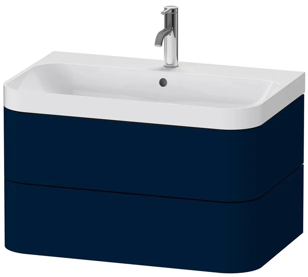 DURAVIT Happy D.2 Plus c-shaped závesná skrinka s nábytkovým umývadlom s otvorom, 2 zásuvky, 775 x 490 x 480 mm, nočná modrá matná lakovaná, HP4347O9898