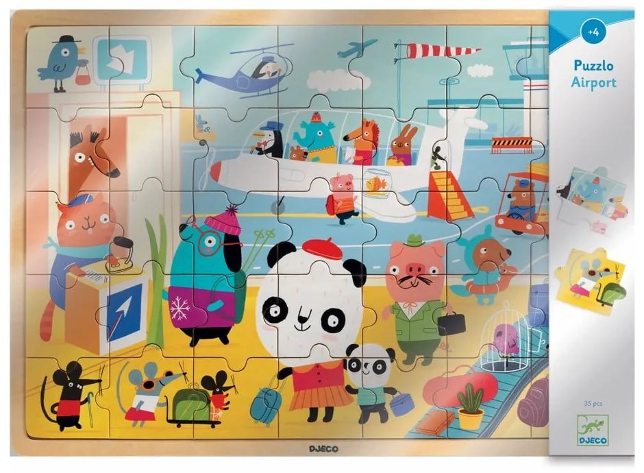 Detské drevené puzzle Djeco Letisko