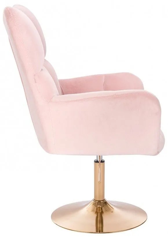 LuxuryForm DESIGN Otočné kreslo AURORA VELUR na zlatom tanieri - svetloružové