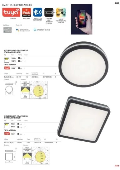 Redo 90292 - LED Vonkajšie stropné svietidlo so senzorom ISOLA LED/24W/230V IP54