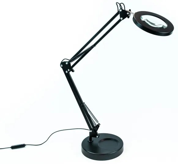 Brilagi - LED Stmievateľná stolná lampa s lupou LED/12W/5V 3000/4200/6000K čierna