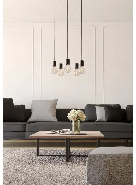 Eglo 390267 - Luster na lanku HUEBRO 5xE27/40W/230V čierna