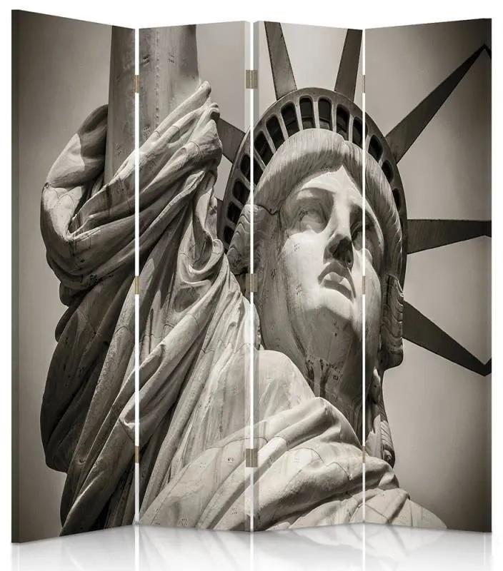 Ozdobný paraván, Monumentální socha Svobody - 145x170 cm, štvordielny, obojstranný paraván 360°