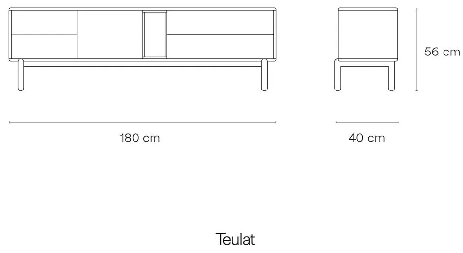 Tmavosivý TV stolík 180x56 cm Corvo - Teulat