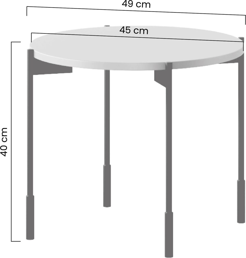 Konferenčný stolík Sonatia 45 cm okrúhly na kovových nohách - olivová