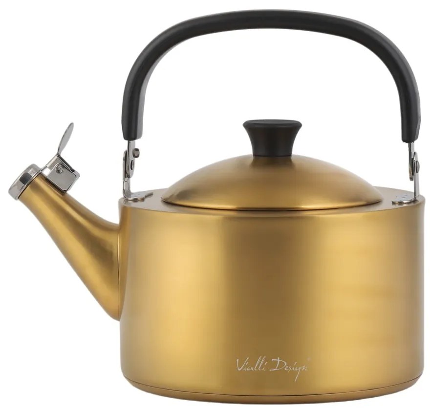 Varná kanvica z nehrdzavejúcej ocele v zlatej farbe 1,5 l Diamante – Vialli Design