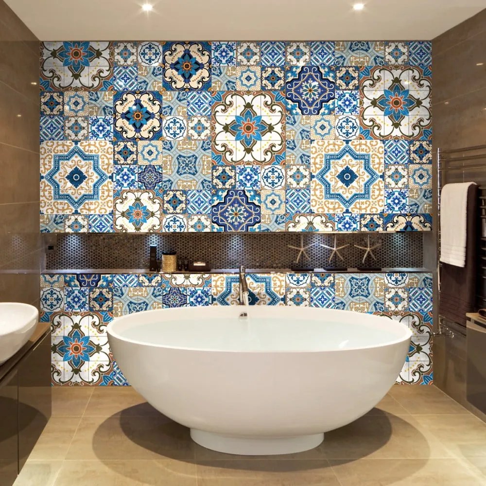 Sada 60 dekoratívnych samolepiek na stenu Ambiance Toundra, 15 × 15 cm