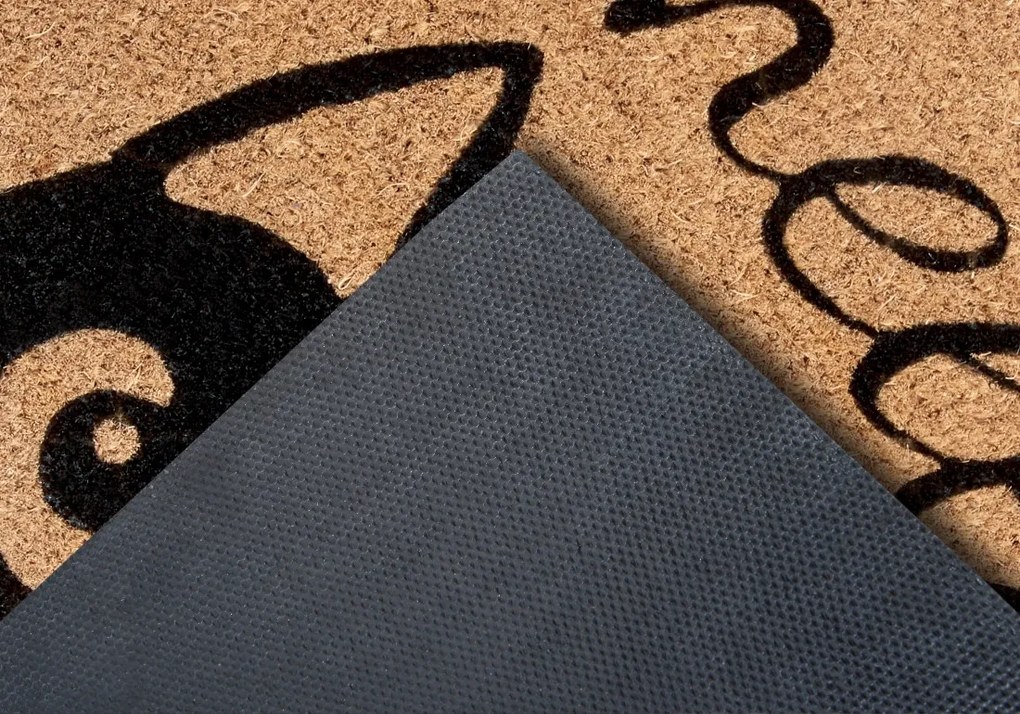 Hanse Home, Rohožka Hello s mačkou 105703 – na von aj na doma, 45x70, hnedá, chodba / predsieň