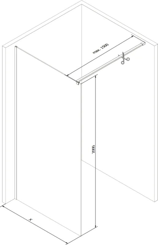 Mexen Kioto, Walk-In sprchová zástena 120 x 200 cm, lustro 8 mm, biely profil, 800-120-101-20-50