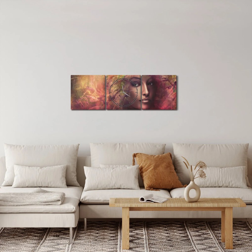 Obraz - Fantasy žena (s hodinami) (90x30 cm)