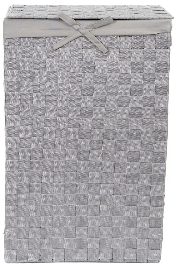 Sivý viskózny kôš na bielizeň s vekom Compactor Laundry Basket Linen, výška 60 cm