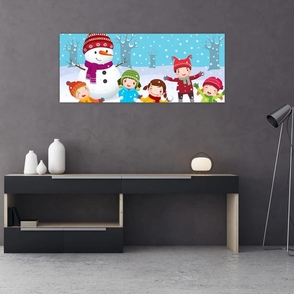 Obraz - Zimné detské radovánky (120x50 cm)