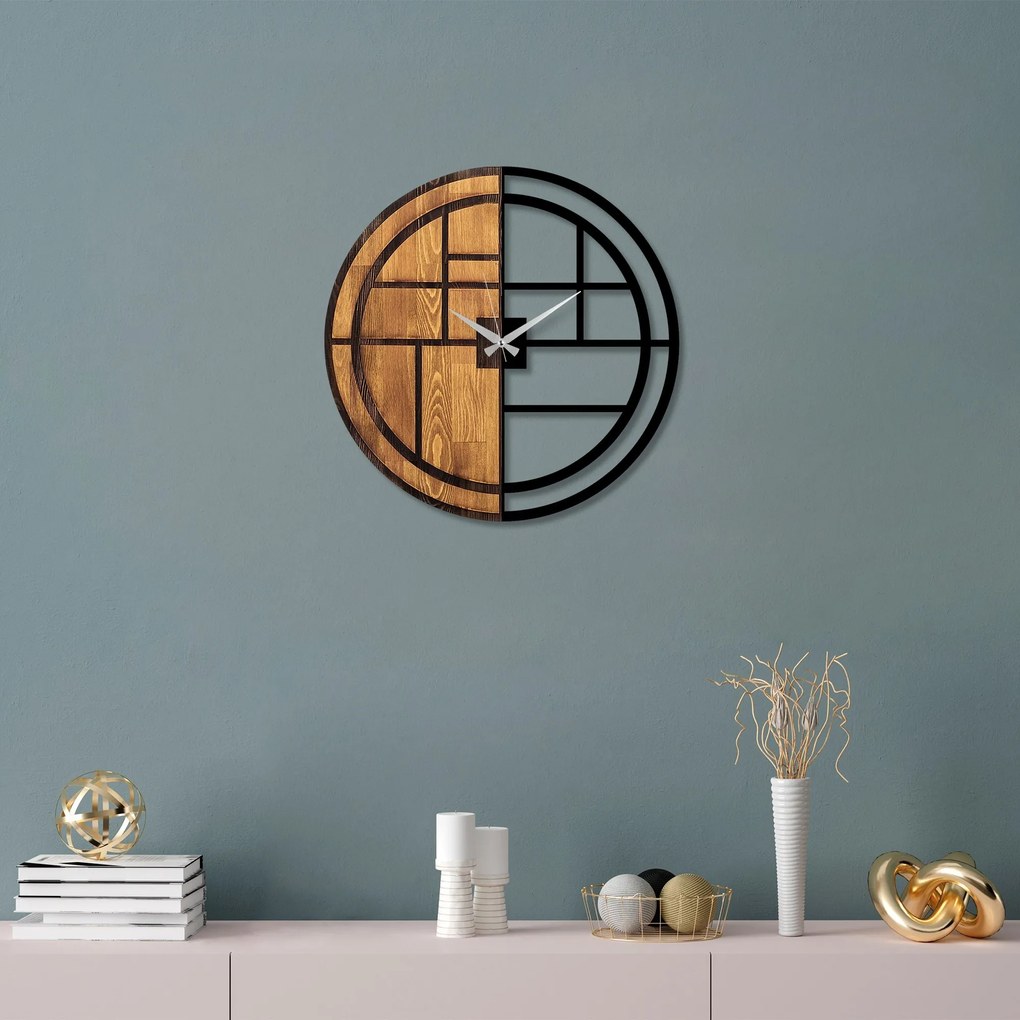 Dekoratívne nástenné hodiny WALLIE ORGANIC 56 cm orech/čierne