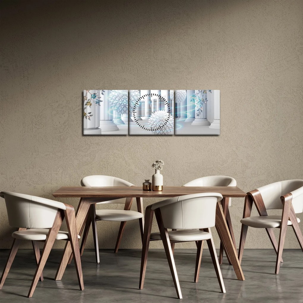 Abstraktný obraz v antickom štýle (s hodinami) (90x30 cm)