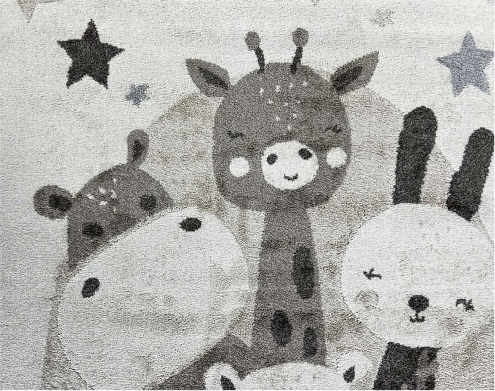 TA Béžový detský koberec C5637A_74F_37 CREAM / BEIGE ANIMAL so zvieratkami a hviezdičkami Rozmer: 160x230 cm