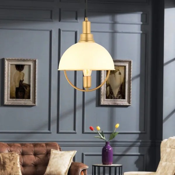 Luster na lane MONZA 1xE27/40W/230V pr. 30 cm krémová/zlatá