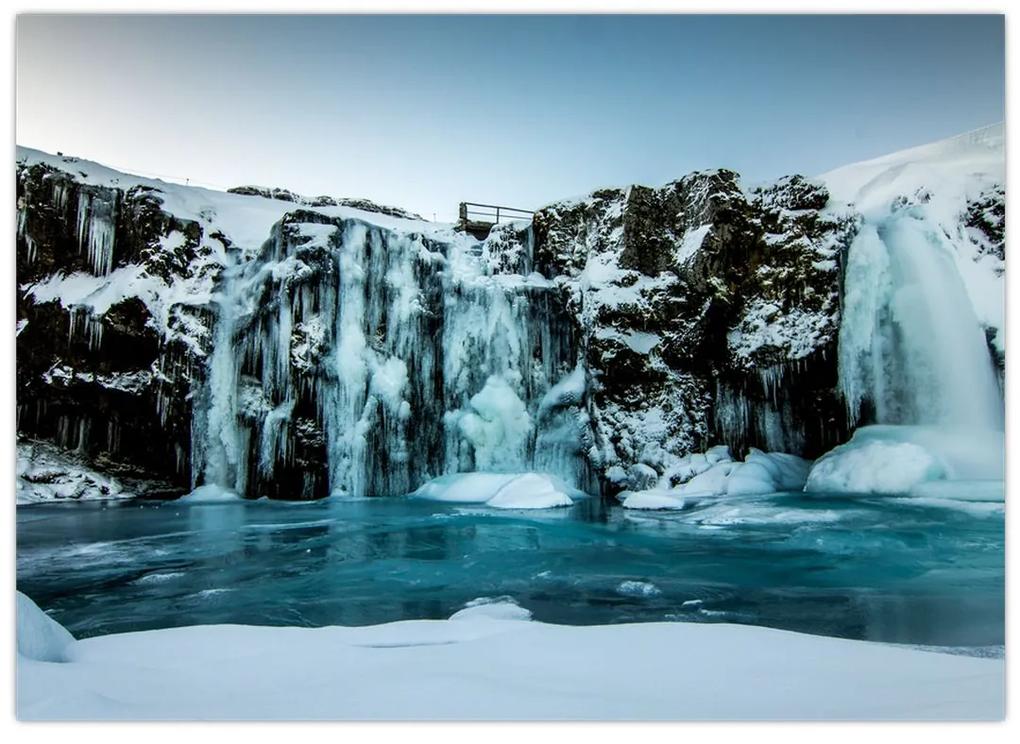 Sklenený obraz zamrznutých vodopádov (70x50 cm)