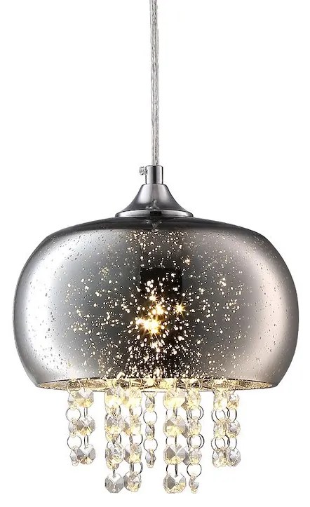 EUlight Závesné svietidlo Starlight, 1x kryštáliky/chrómové sklenené tienidlo, ch