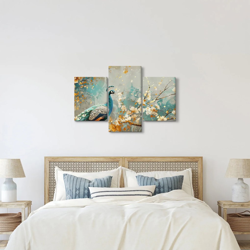 Obraz - Páv so zlatým dekorom (90x60 cm)