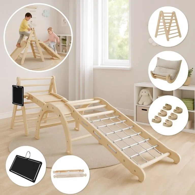 Detská lezecká zostava 5v1, vnútorná, v štýle Montessori