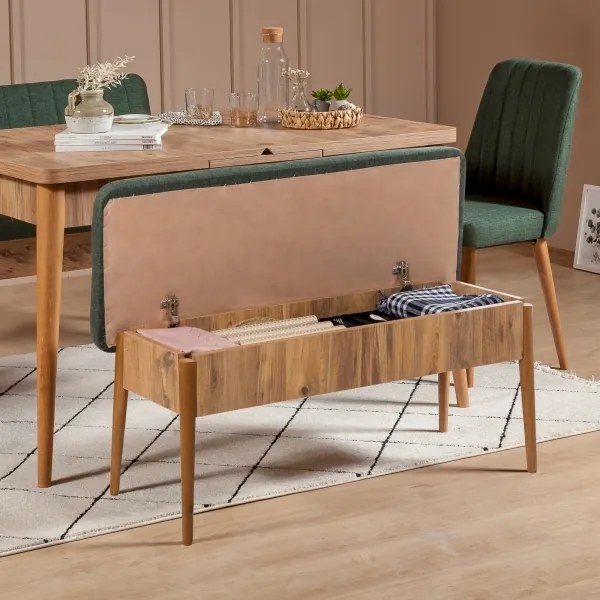 Prešívaná lavica VINA 85x110 cm zelená/borovica atlantic