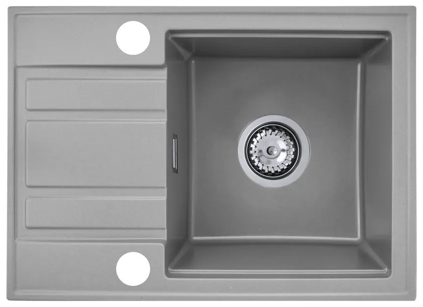 Gamma Modern 6040, 1-komorový granitový drez 580x420x185 mm s krátkym odkvapkávačom, šedá, GMA-ZM-6040-G