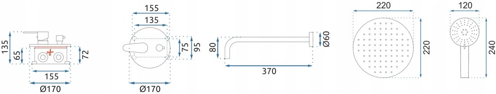 Sprchová podomietková súprava REA MILD - čierna/rose gold