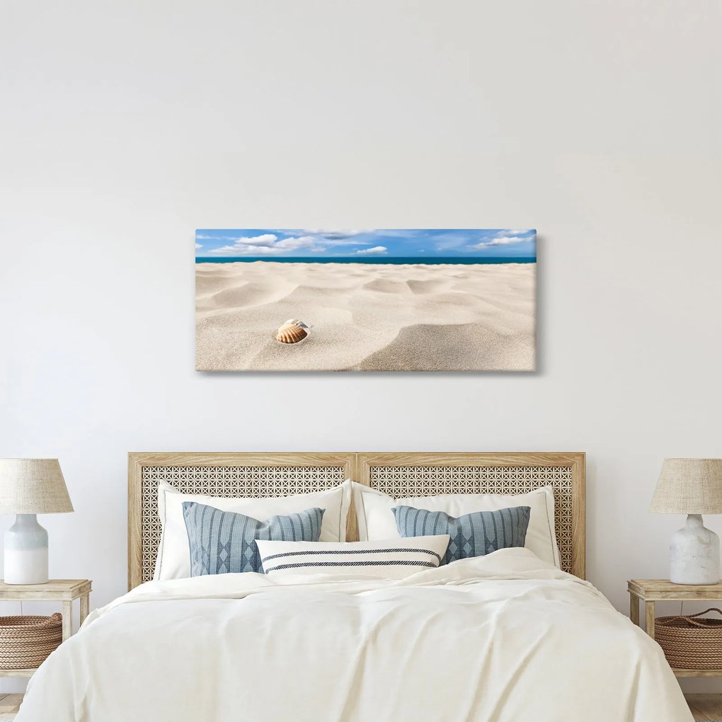 Obraz - Mušle na pláži (120x50 cm)
